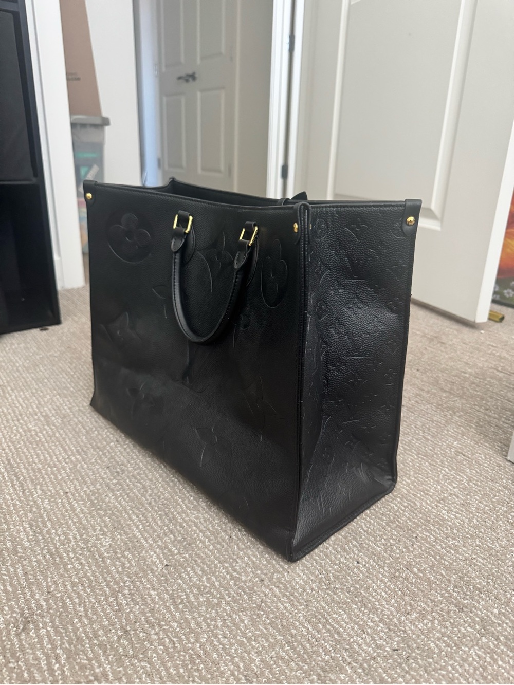 Louis Vuitton Black Embossed Monogram Tote - Picture 3 of 7